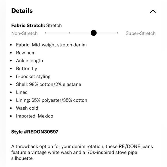 NWT RE/DONE 70s Stove Pipe Straight Leg jeans in Vintage White - Picture 7 of 7